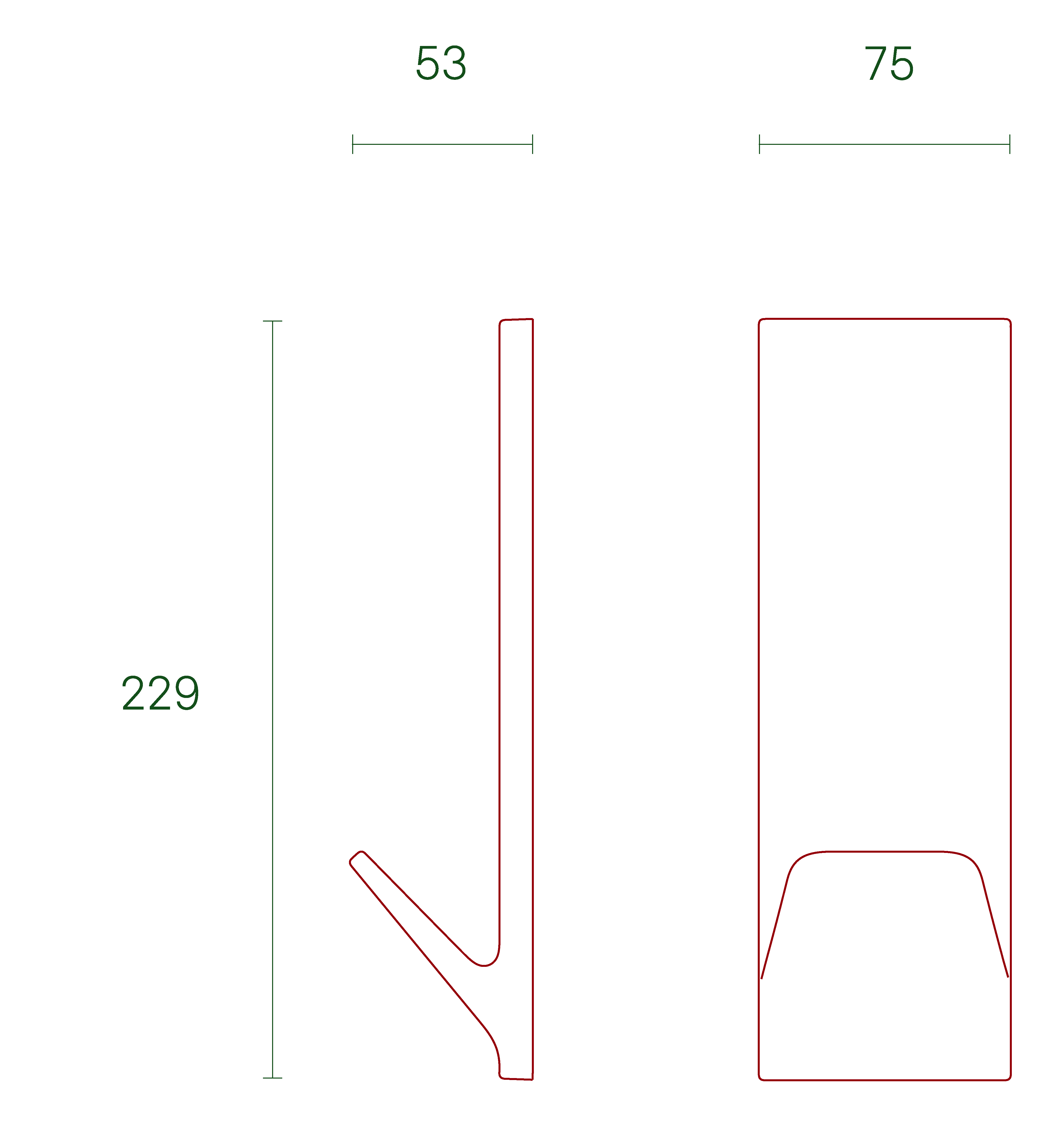 Ceramic hook technical drawing